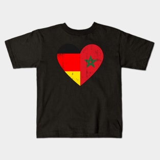 German And Moroccan Flag Heart Morroco Kids T-Shirt